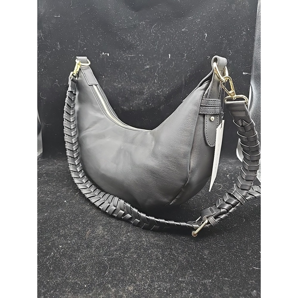 New NWT Jules Kae Zola Black Faux Vegan Leather Adjustable Strap Crossbody Purse